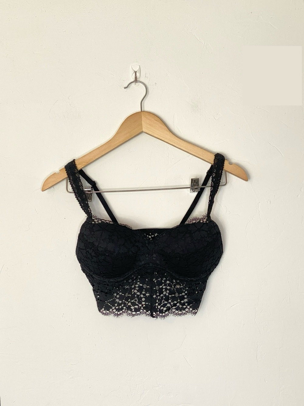 PINK Victoria's Secret Black Lace Longline Bralette Y2K